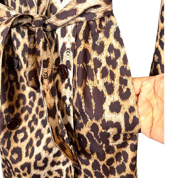 WESTPORT Short Trench Coat in Cat Print Browns and Cream Women's Size 6 - Picture 4 of 13